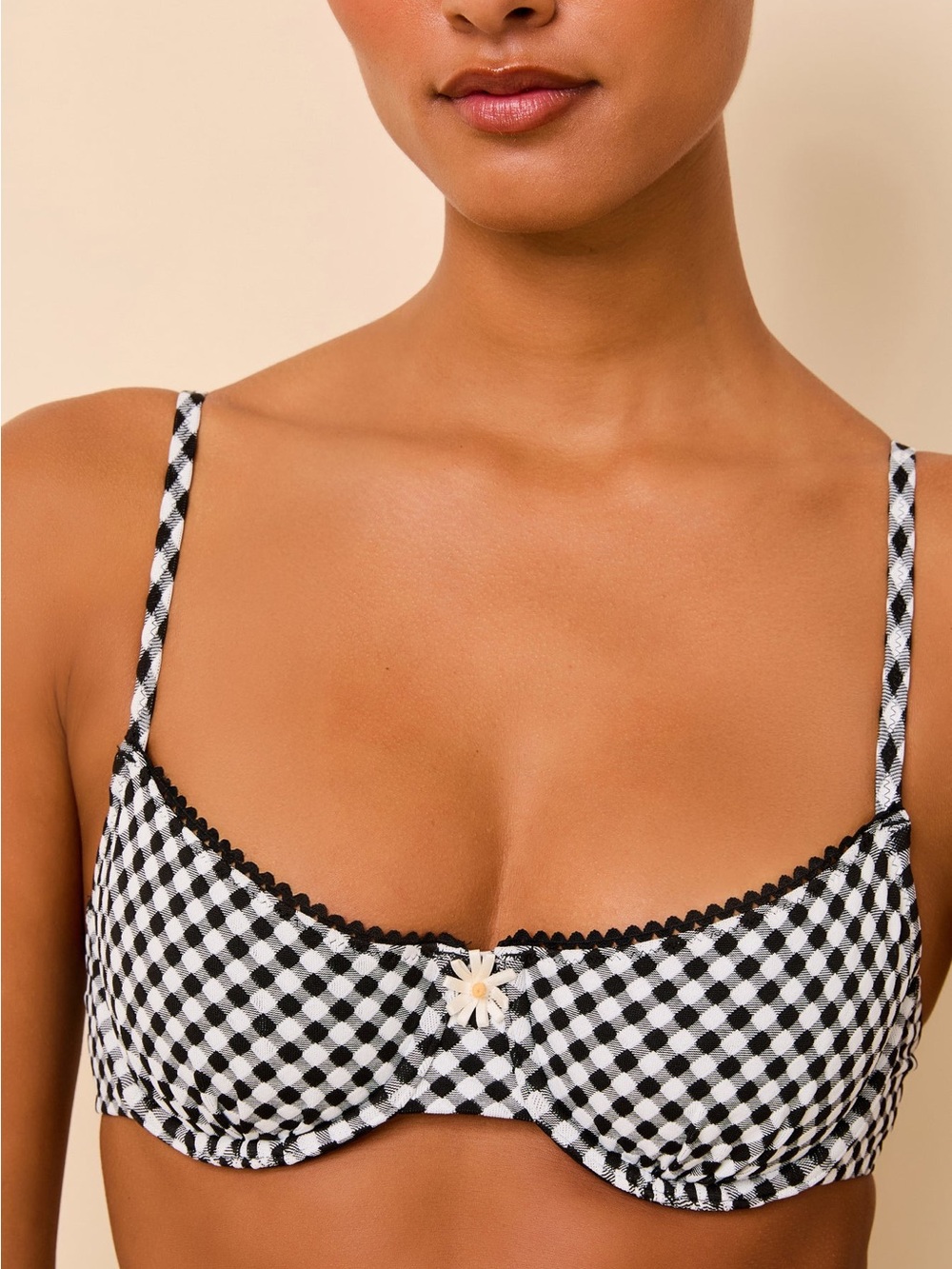 Solid & Striped Daphne Bikini Top Noir Gingham